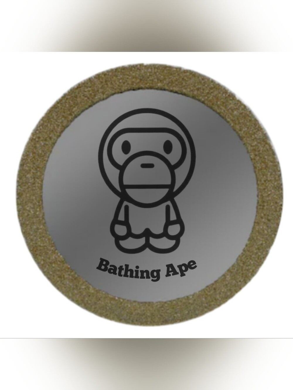 Bathing Ape Round Mirror with Gold Glitter Frame